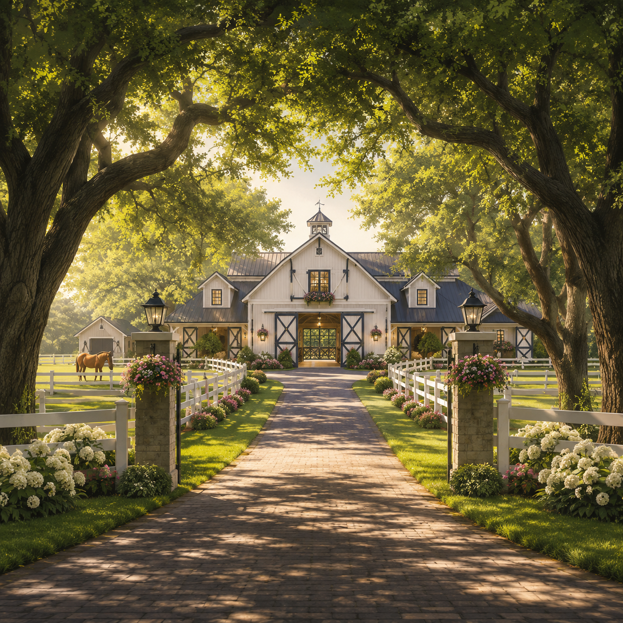 Oak-lined drive at Oak Hill Farms
